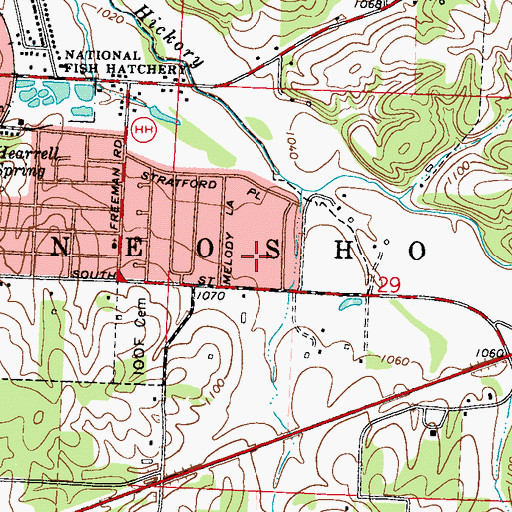 Topographic Map of Benton Elementary School, MO