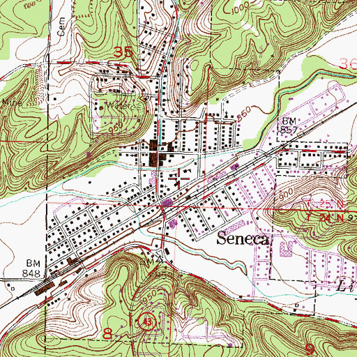 Topographic Map of Seneca Junior High School, MO