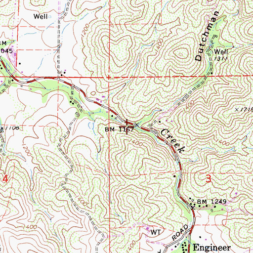 Topographic Map of Dutchman Canyon, CA