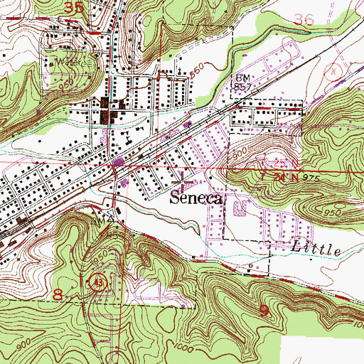 Topographic Map of Seneca High School, MO