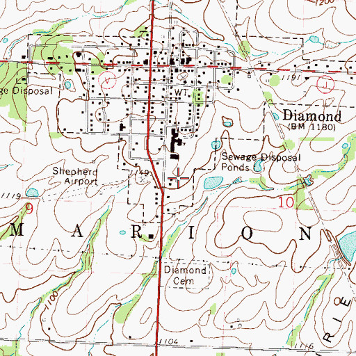 Topographic Map of Diamond High School, MO