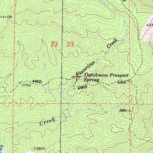 Topographic Map of Dutchman Prospect Spring, CA