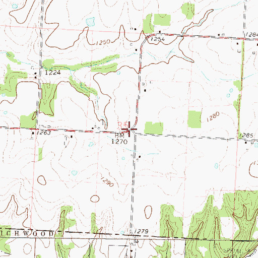 Topographic Map of Oshkosh School (historical), MO