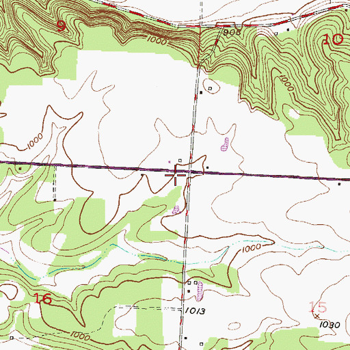 Topographic Map of Number Two School (historical), MO