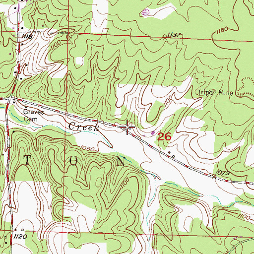 Topographic Map of Number Four School (historical), MO