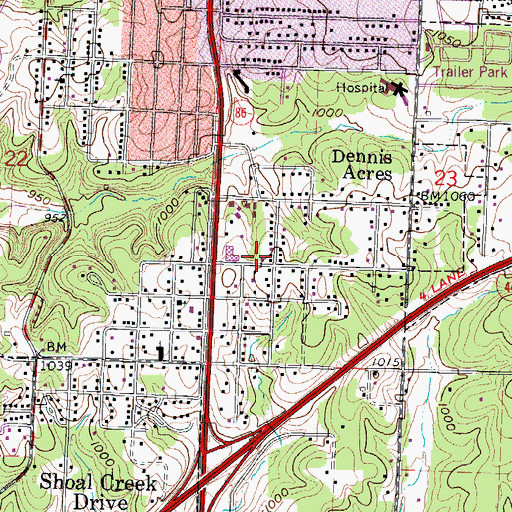 Topographic Map of Fairview School (historical), MO