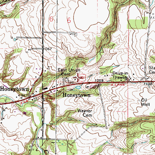 Topographic Map of Hodge Farms, OH
