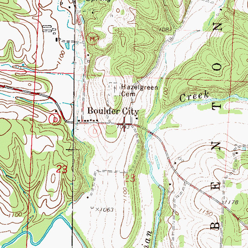 Topographic Map of Hazel Green School (historical), MO