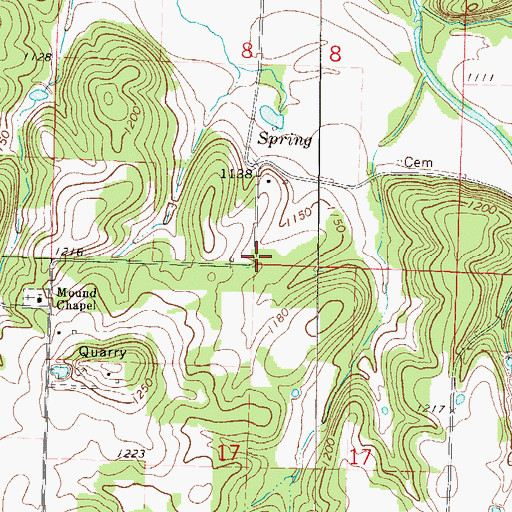 Topographic Map of Cedar Bluff School (historical), MO
