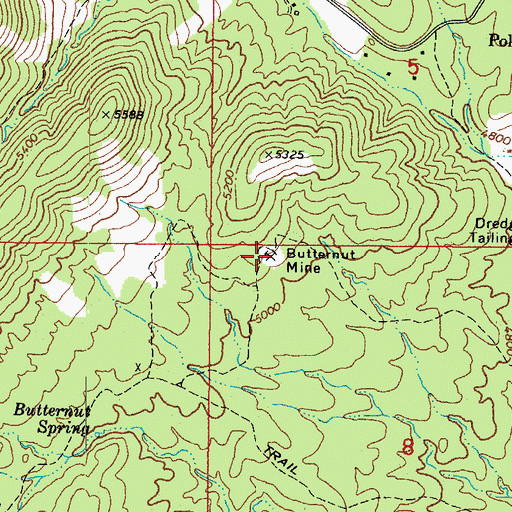 Topographic Map of Butternut Mine, AZ
