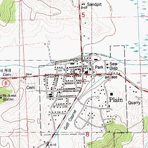 Topographic Map of Plain Post Office, WI