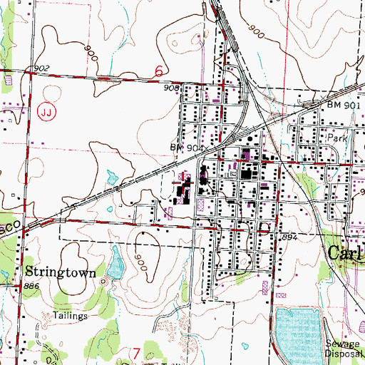 Topographic Map of Carl Junction Intermediate School, MO