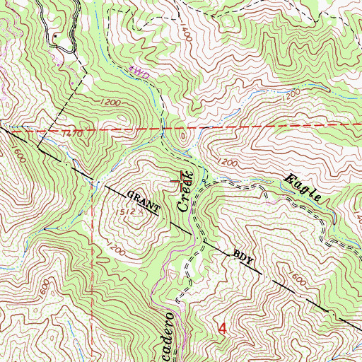 Topographic Map of Eagle Creek, CA