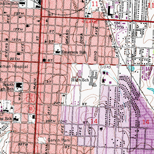 Topographic Map of Franklin Technology Center, MO