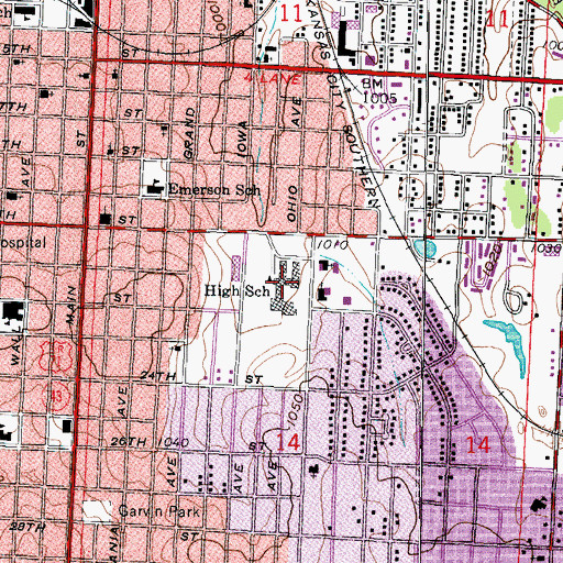 Topographic Map of Joplin High School, MO