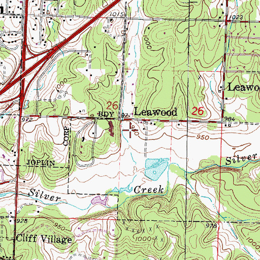 Topographic Map of South Middle School, MO