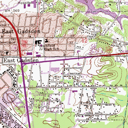 Topographic Map of Victory Temple Church of God, AL