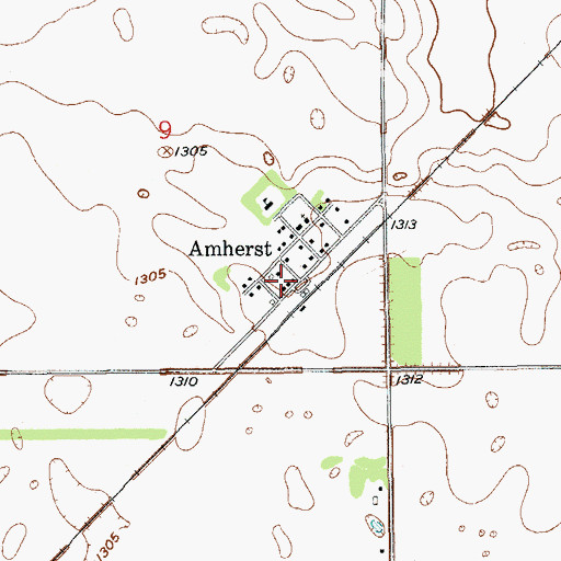 Topographic Map of Amherst Post Office (historical), SD