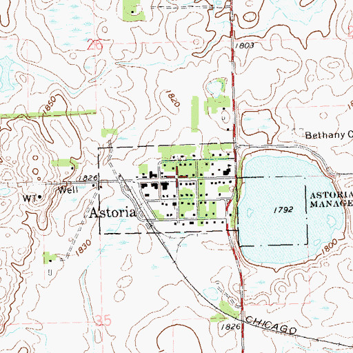 Topographic Map of Astoria Post Office, SD