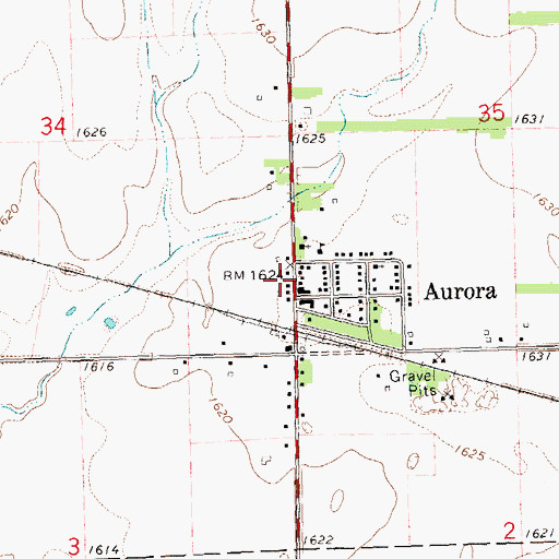 Topographic Map of Aurora Post Office, SD