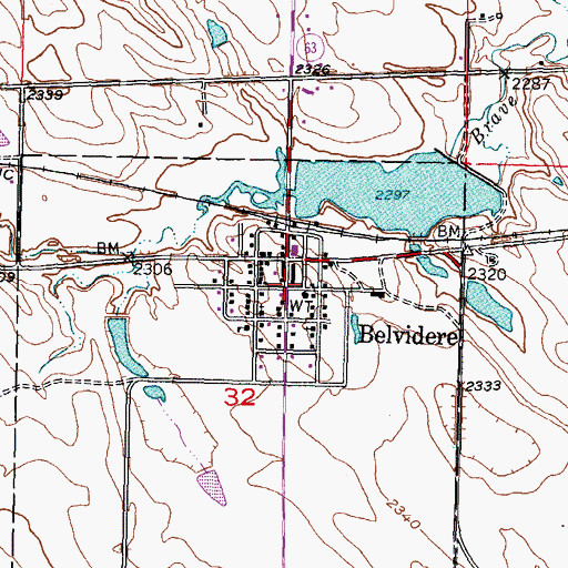 Topographic Map of Belvidere Post Office, SD