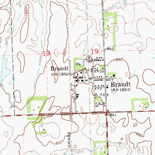Topographic Map of Brandt Post Office, SD