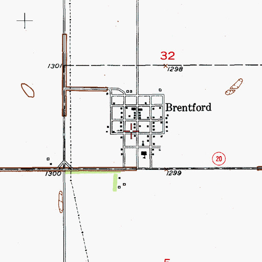 Topographic Map of Brentford Post Office, SD