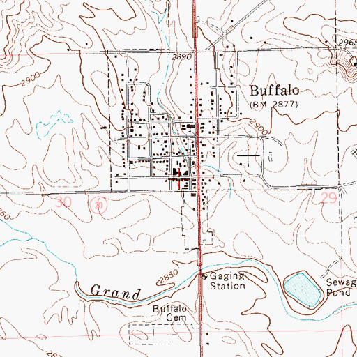 Topographic Map of Buffalo Post Office, SD