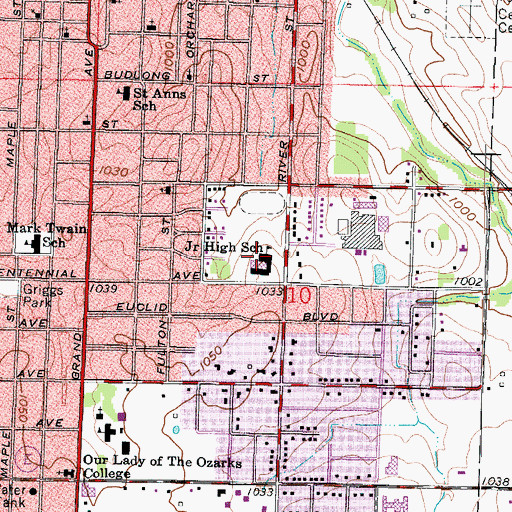 Topographic Map of Carthage Middle School, MO