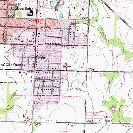 Topographic Map of Fairview Elementary School, MO