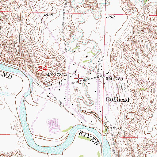 Topographic Map of Bullhead Post Office, SD