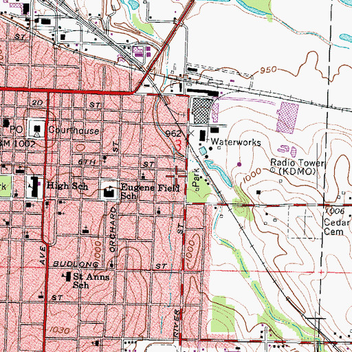 Topographic Map of Carthage Technical Center, MO