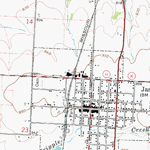 Topographic Map of Jasper County Elementary School, MO