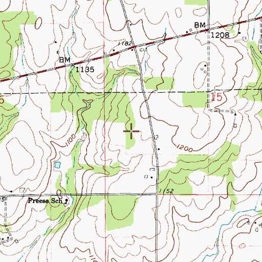Topographic Map of Troyer Farms, OH