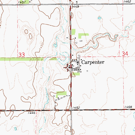 Topographic Map of Carpenter Post Office, SD