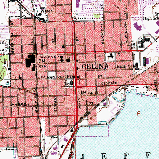 Topographic Map of Celina Cinema 5, OH