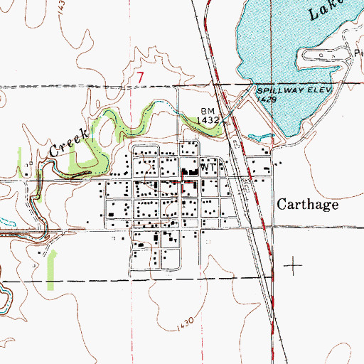 Topographic Map of Carthage Post Office, SD