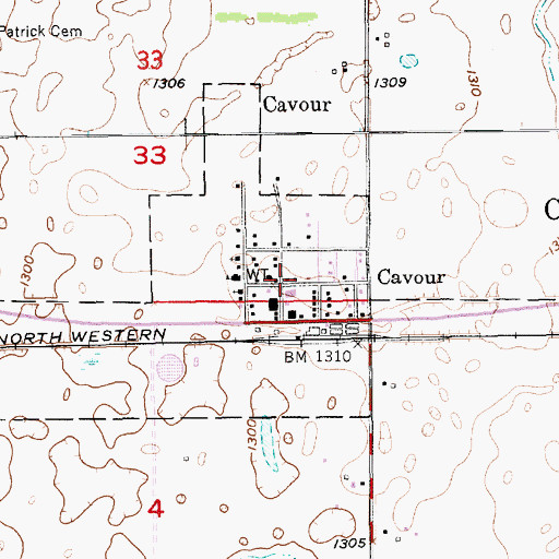 Topographic Map of Cavour Post Office, SD
