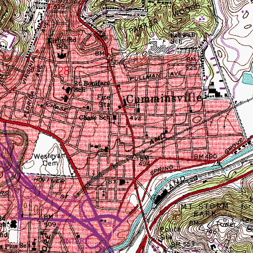 Topographic Map of Alpha Fine Arts Theatre (historical), OH