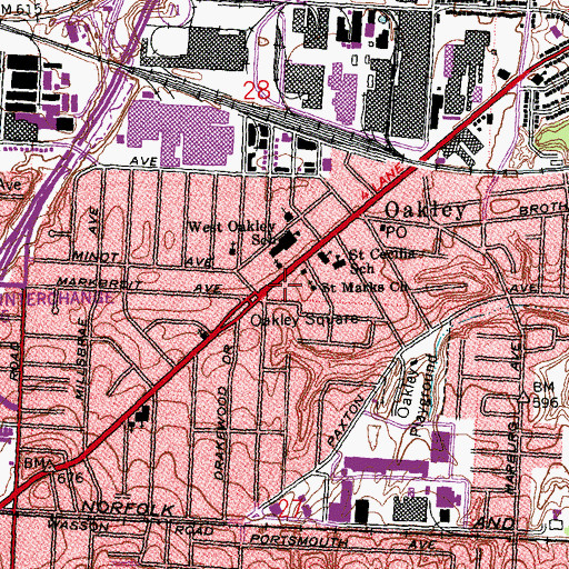 Topographic Map of Ambassador Theatre (historical), OH
