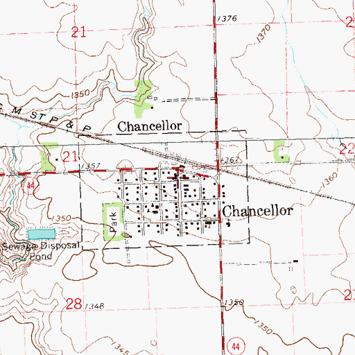 Topographic Map of Chancellor Post Office, SD