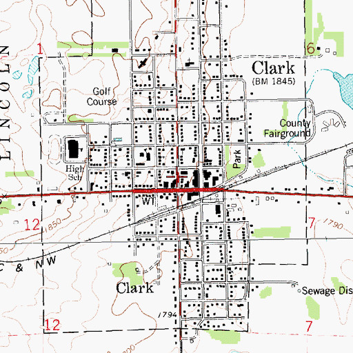 Topographic Map of Clark Post Office, SD