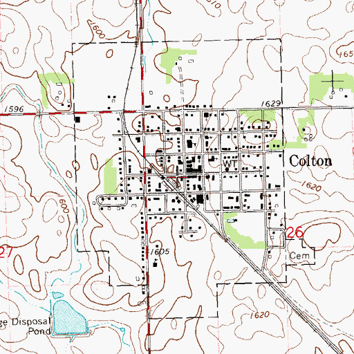 Topographic Map of Colton Post Office, SD