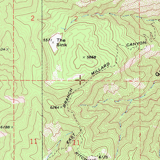 Topographic Map of East Branch Millard Canyon Trail, CA
