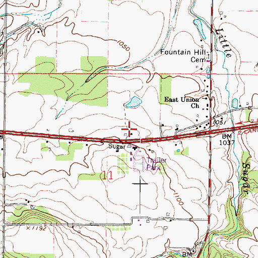 Topographic Map of Leopold Farms, OH