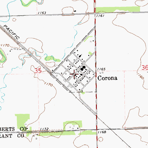 Topographic Map of Corona Post Office, SD