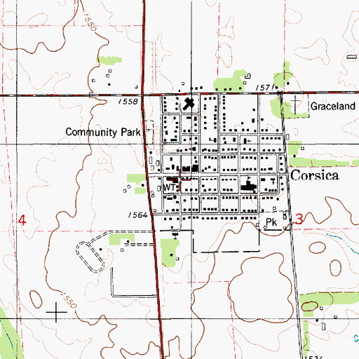 Topographic Map of Corsica Post Office, SD