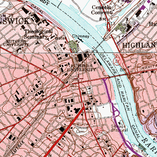 Topographic Map of Strand Theater (historical), NJ