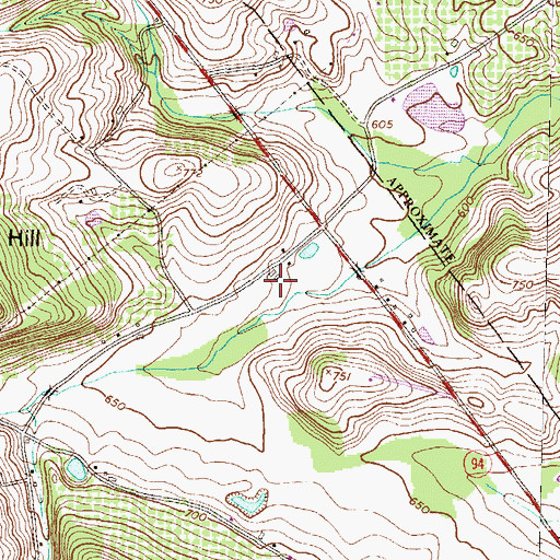 Topographic Map of Pleasant Acre Farms, PA