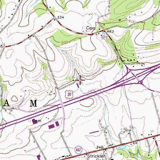 Topographic Map of Lehman Farm, PA